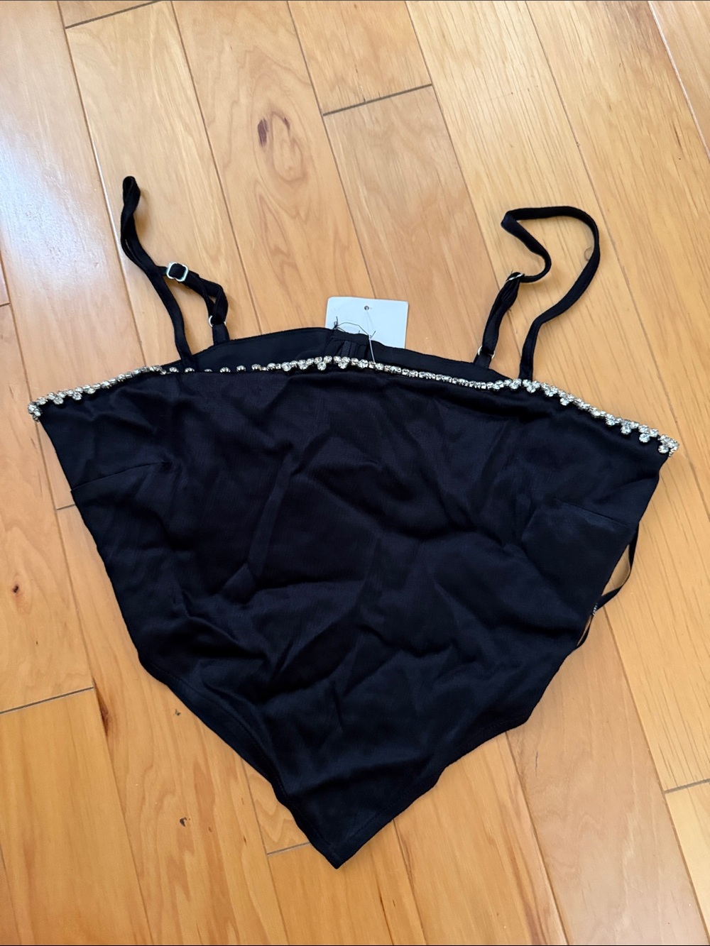 Forever 21 Black Bandeau Cami with Silver Crystal Trim